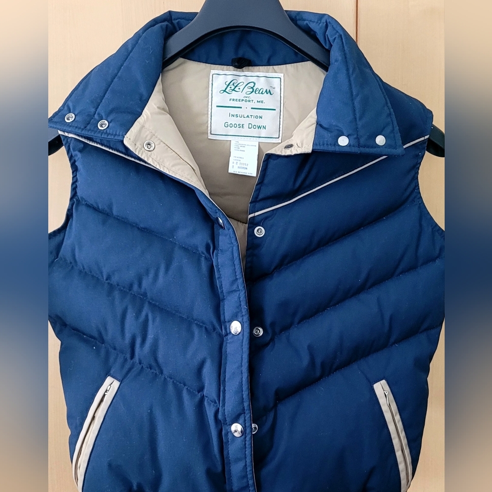 Vintage 80's L.L. Bean Navy and Tan Goose Down Vest